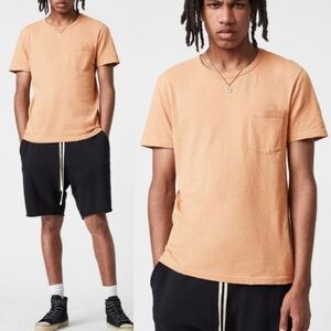 Allsaints Mens Gage Organic Cotton T-Shirt Orange Size XL Short Sleeve Crew Neck